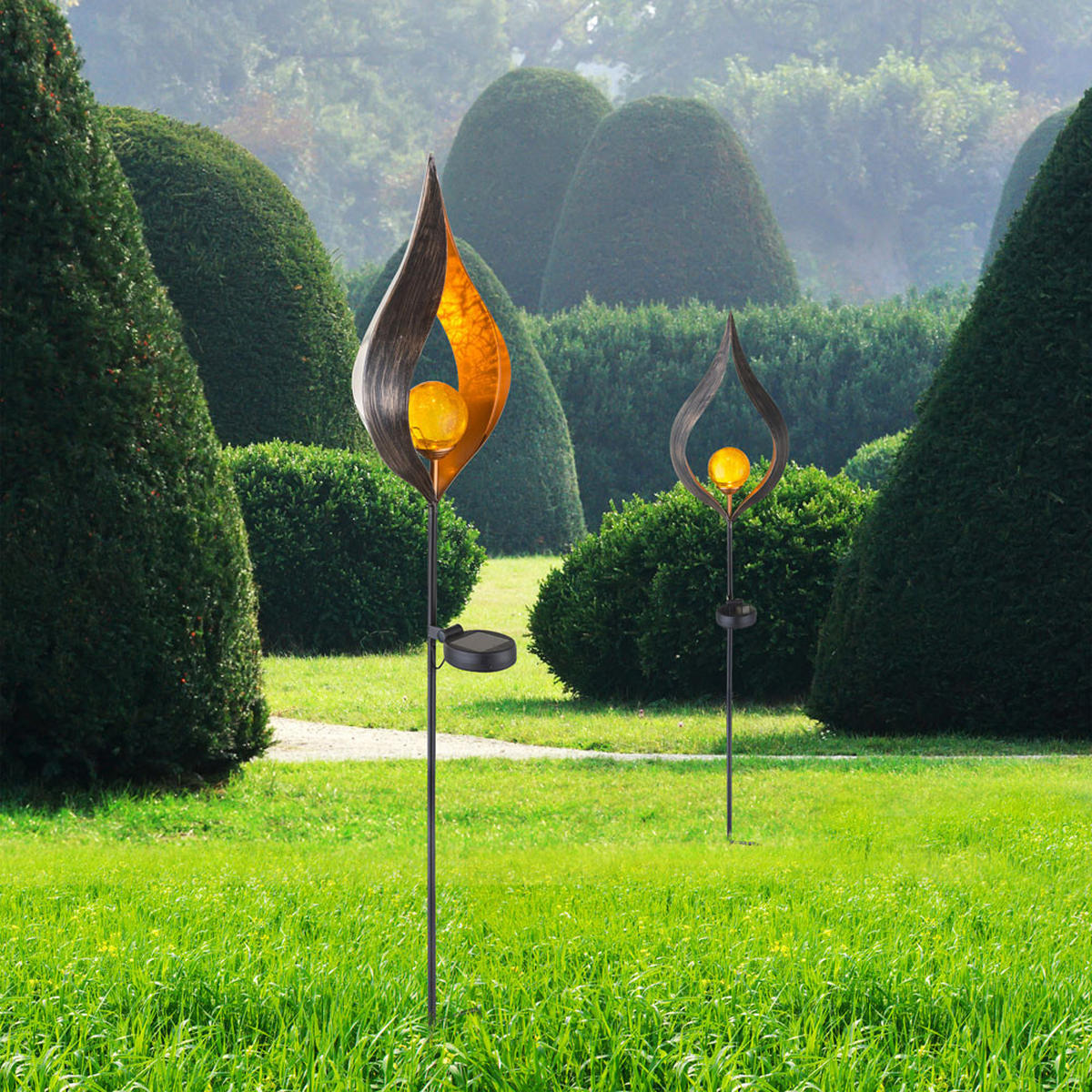 LED AUSSENLEUCHTE Bronze Solar Design - Bronzefarben, Metall (17.5/6/90cm) - Globo Lighting