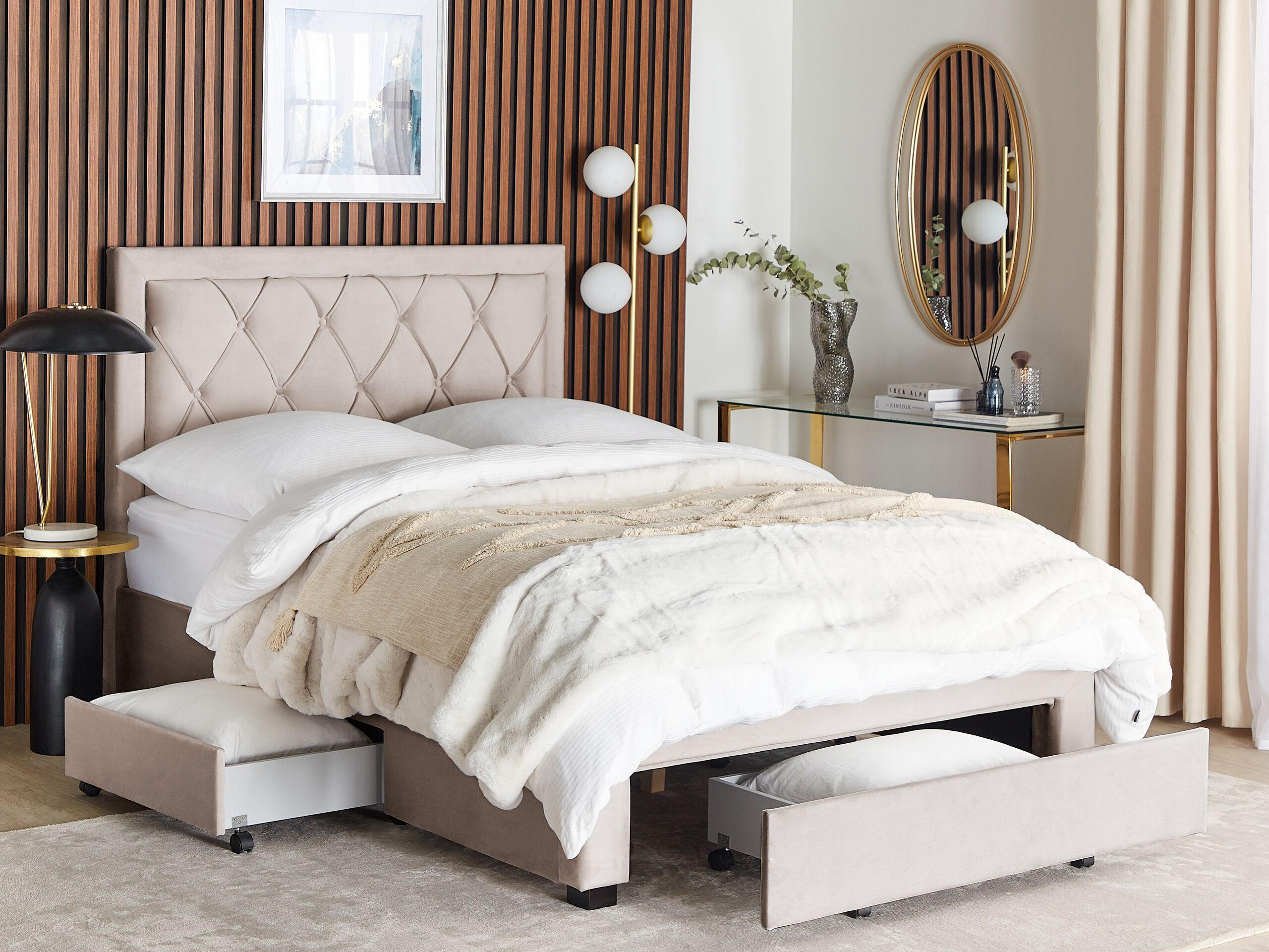 POLSTERBETT 140/200cm Beige Lievin - Beige, Textil (140/200cm) - Beliani