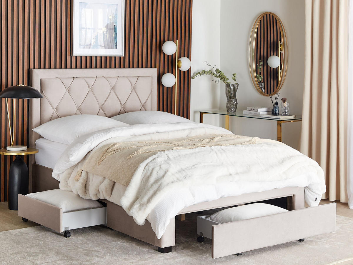 POLSTERBETT 140/200cm Beige Lievin - Beige, Textil (140/200cm) - Beliani