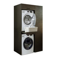 WASCHMASCHINENSCHRANK DUO-I 112cm Breit, 205cm Hoch - Schwarz, Holzwerkstoff (112/205/67cm)
