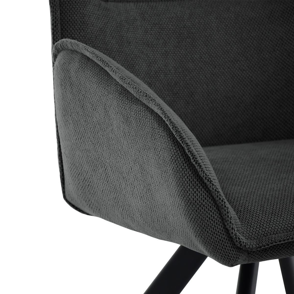 DREHSTUHL Zerra im Geflechtstoff mit Metallbeinen, Anthrazit - Anthrazit/Schwarz, Metall (55/87/46cm) - Beautysofa