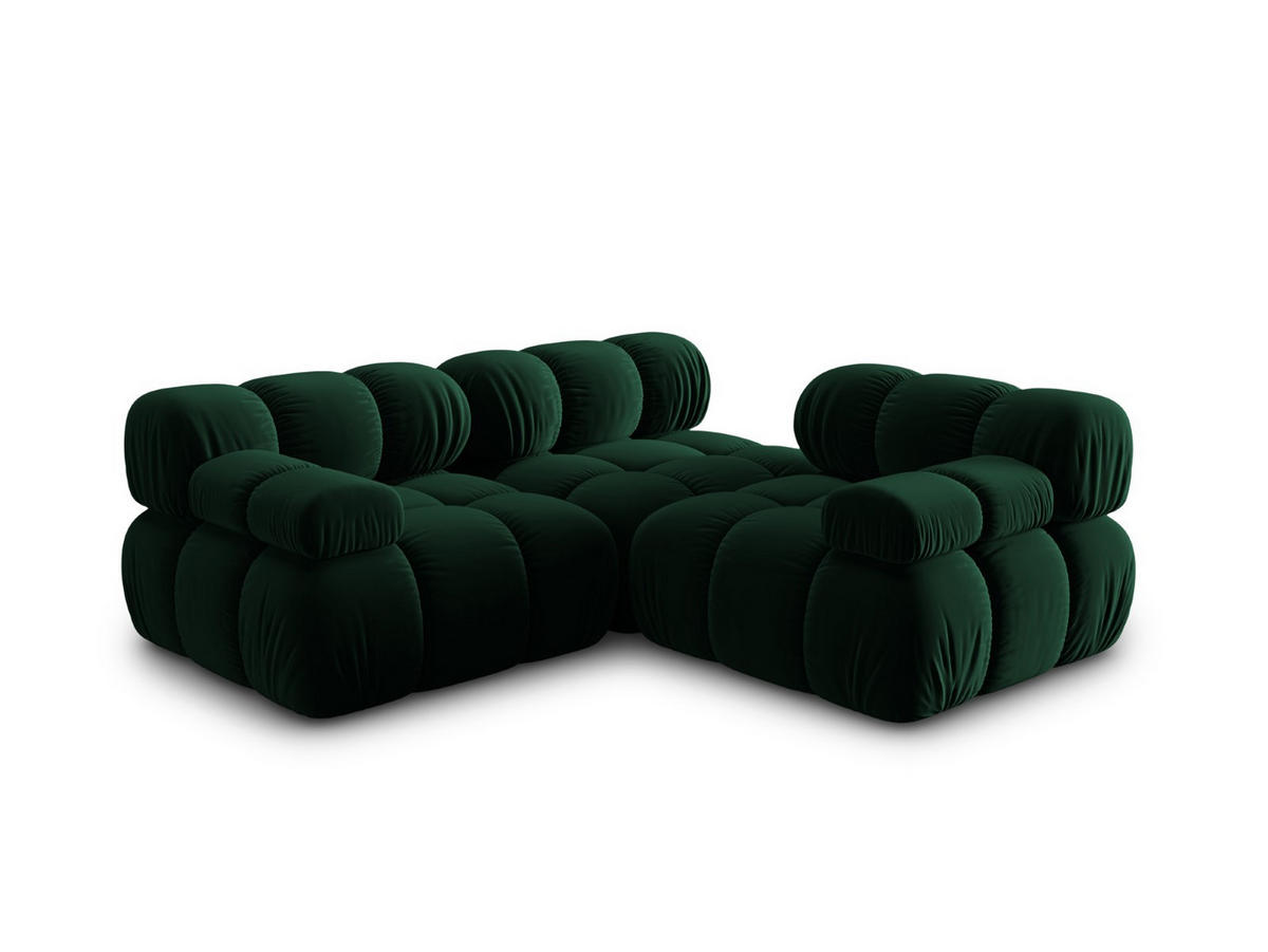 MODULARES-SOFA Bellis aus Samt flaschengrün 3 Sitzplätze - Grün, Textil (94/63/282cm) - Micadoni