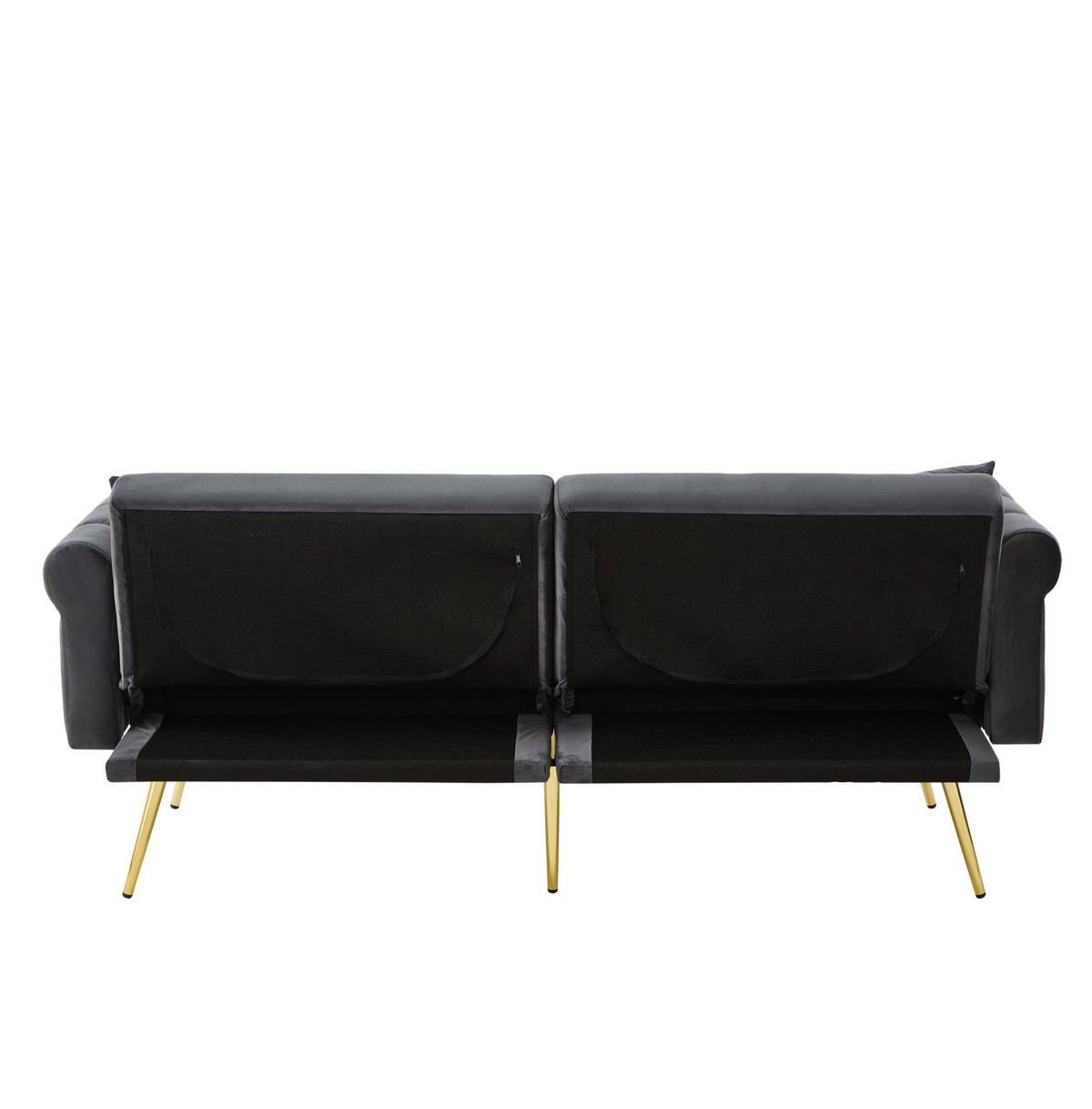 SCHLAFSOFA mit Schlaffunktion 147 x 85 cm Samt Antique Gray 2er-Kissen - Grau, Kunststoff (173/70/75cm) - Meubliv