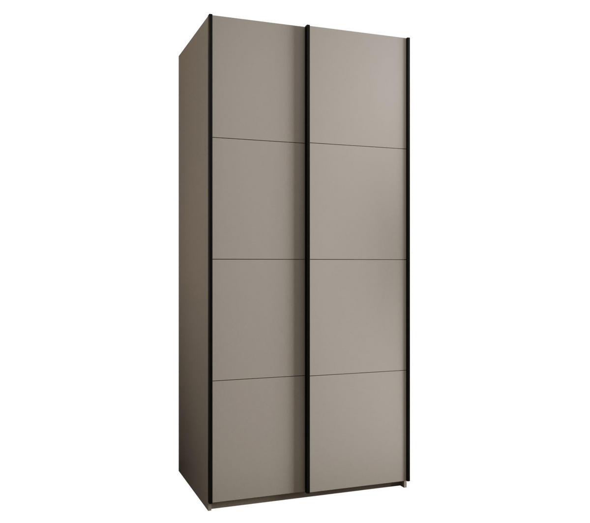 SCHWEBETÜRENSCHRANK 245,5/110/64 2-türig - Kaschmir/Schwarz, Holz/Metall (110/245/64cm) - Abiks Möbel