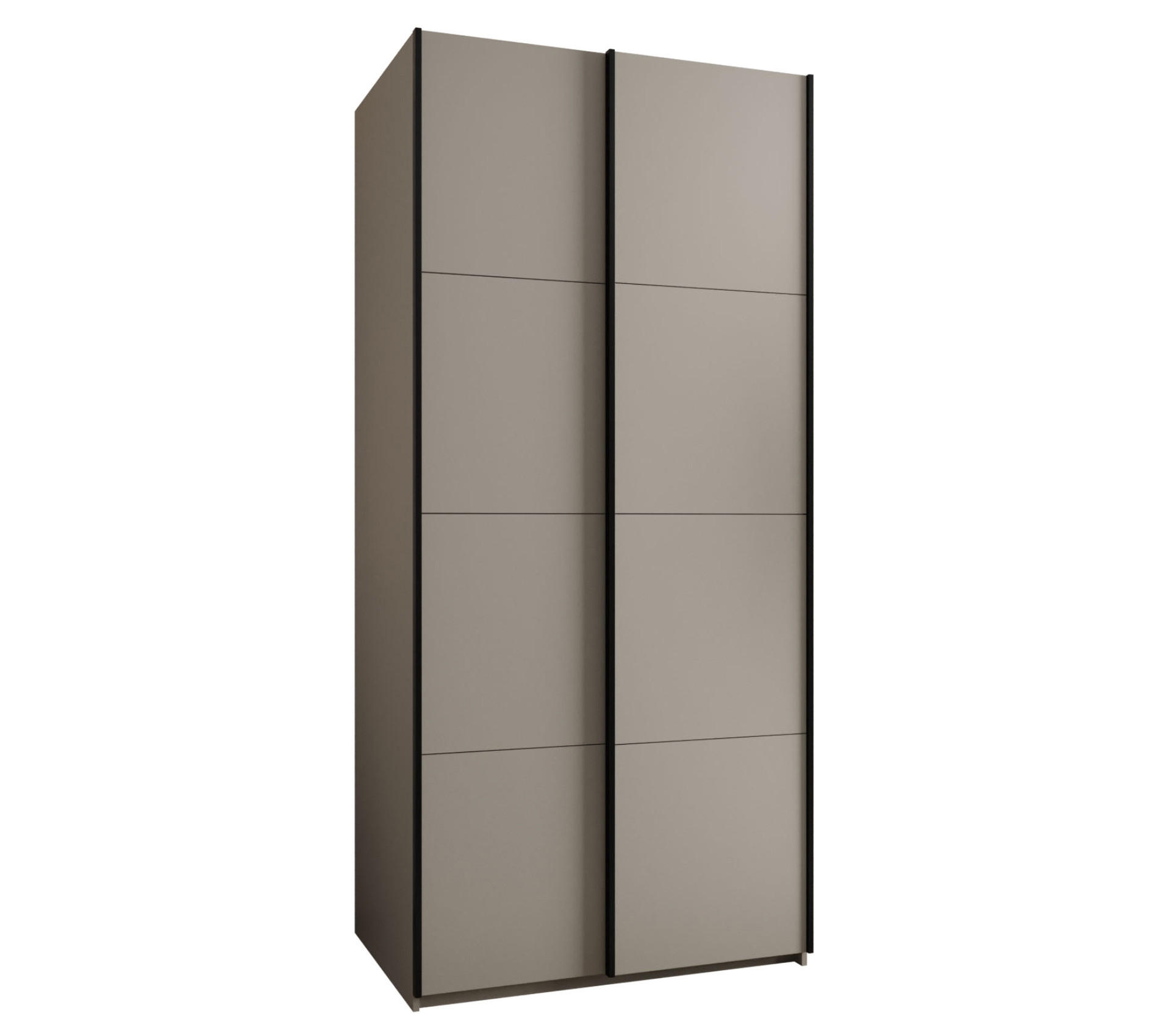 Abiks Möbel SCHWEBETÜRENSCHRANK Kaschmir, Kaschmir, Schwarz 100cm × 64cm × 245cm