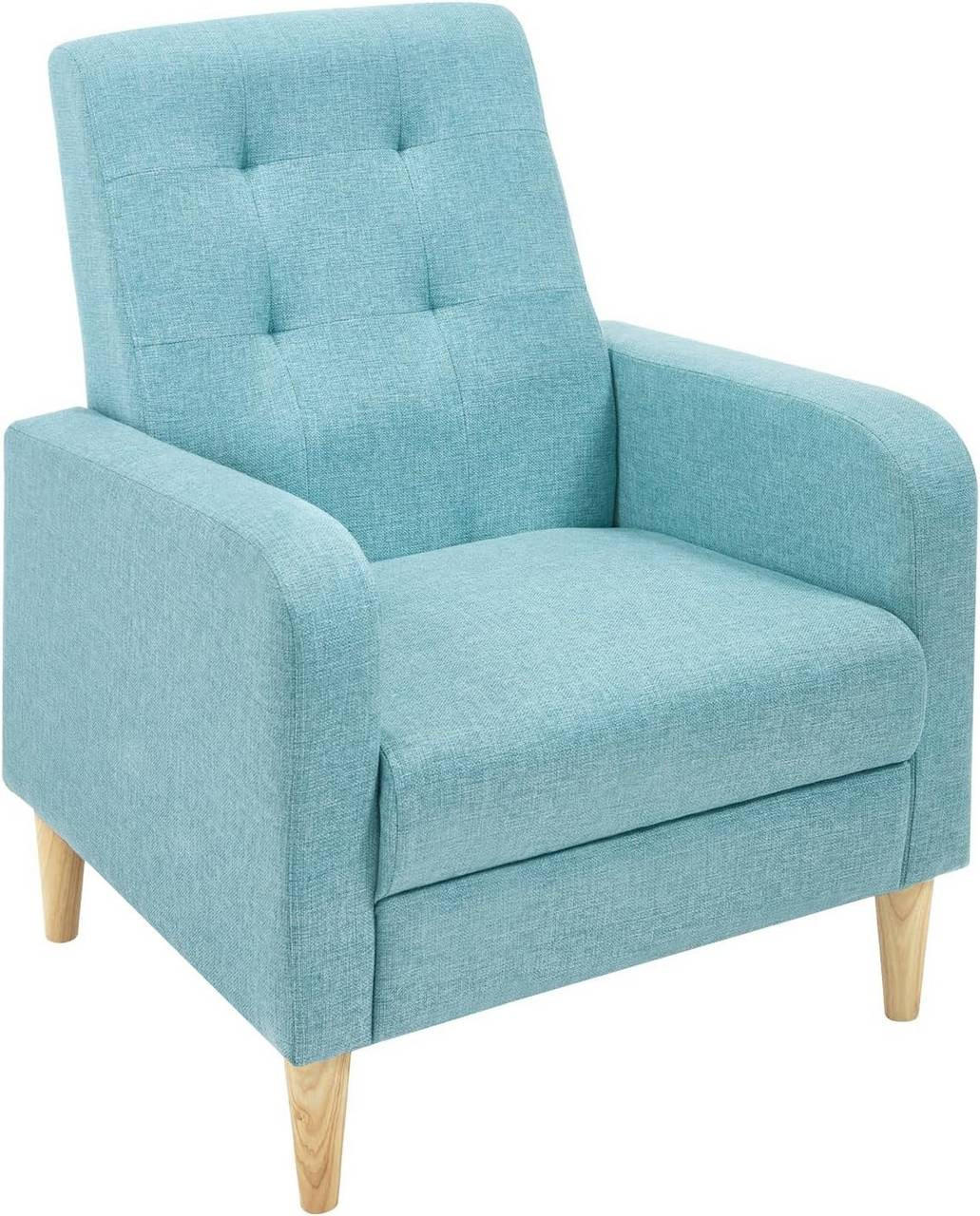 RELAXSESSEL mit Massivholzbeinen, Leinen, Blau - Blau, Holz/Holzwerkstoff (68/90.5/76cm) - Woltu