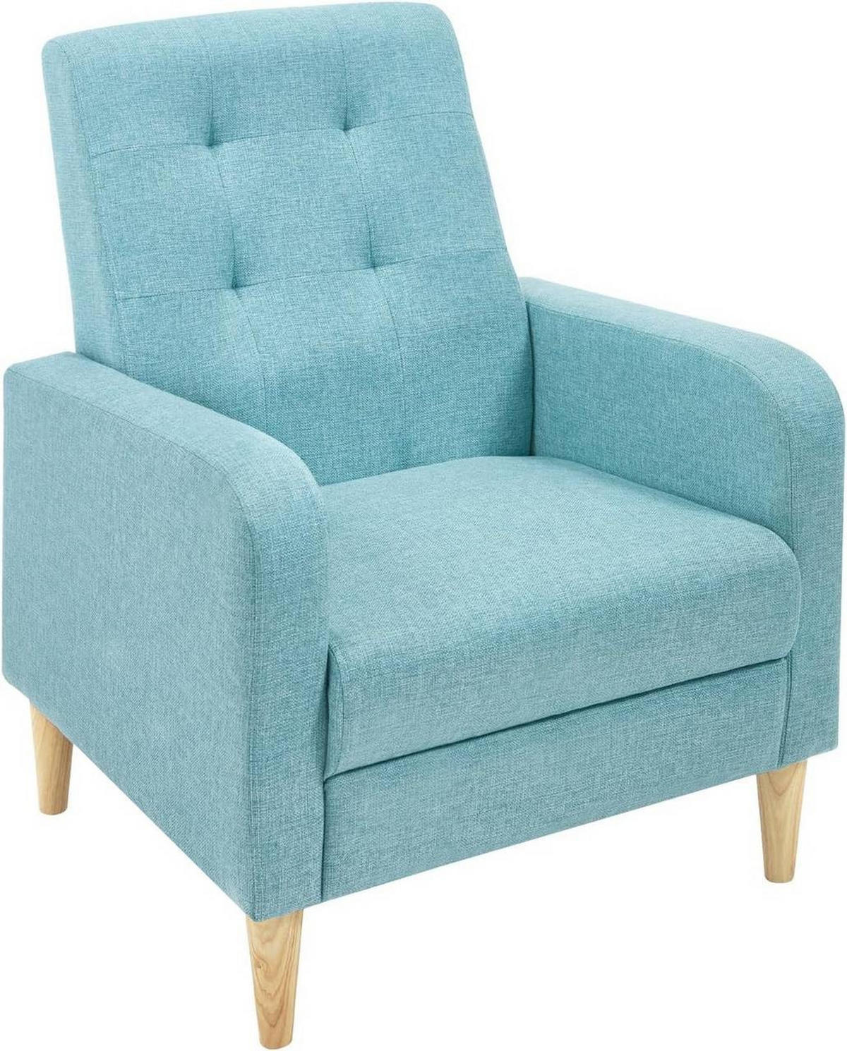 RELAXSESSEL mit Massivholzbeinen, Leinen, Blau - Blau, Holz/Holzwerkstoff (68/90.5/76cm) - Woltu