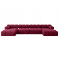 WOHNLANDSCHAFT modulares Sofa Tesso-U2 - 380x160x70 cm Bordeauxrot Velours - Bordeaux, Holzwerkstoff/Textil (380/70/160cm) - ALTDECOR