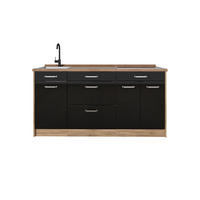 KUCHYNSKÝ BLOK R-Line, Čierny vysoký lesk/Dub Goldkraft, 160 cm Goldkraft tammi työtaso - farba duba/čierna s vysokým leskom, kompozitné drevo (160/81.6/60cm) - Vicco