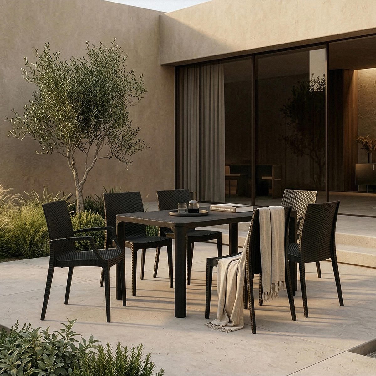 GARTENMÖBEL-SET LEOPSI, ETULI 7-tlg, Anthrazit - Anthrazit, Kunststoff - KONSIMO®