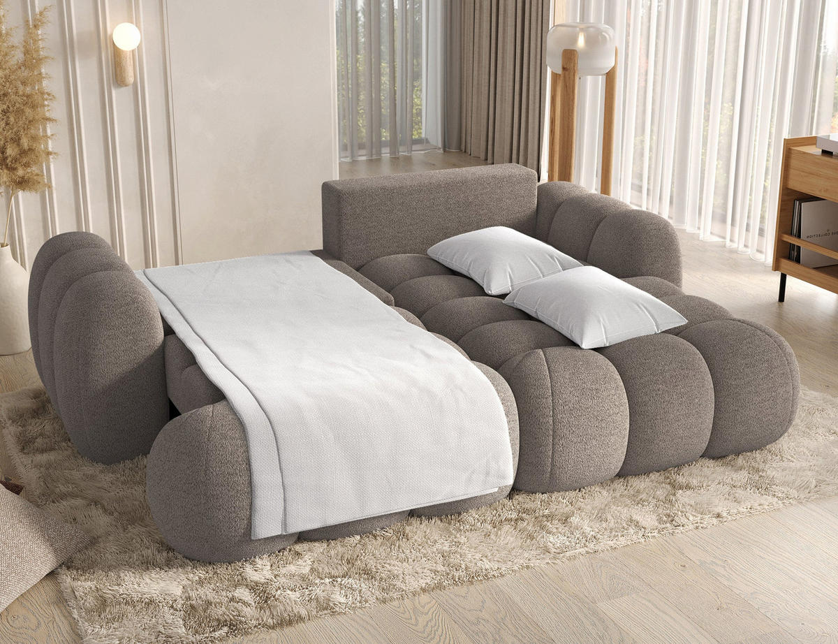 ECKSOFA COVELION L-Form – Schlaffunktion, Bettkasten, Wellenfederung, HR-Kaltschaum, inkl. Kissen, moderner Wohnkomfort - Braun, Kunststoff (167/260cm) - Wohnideebilder