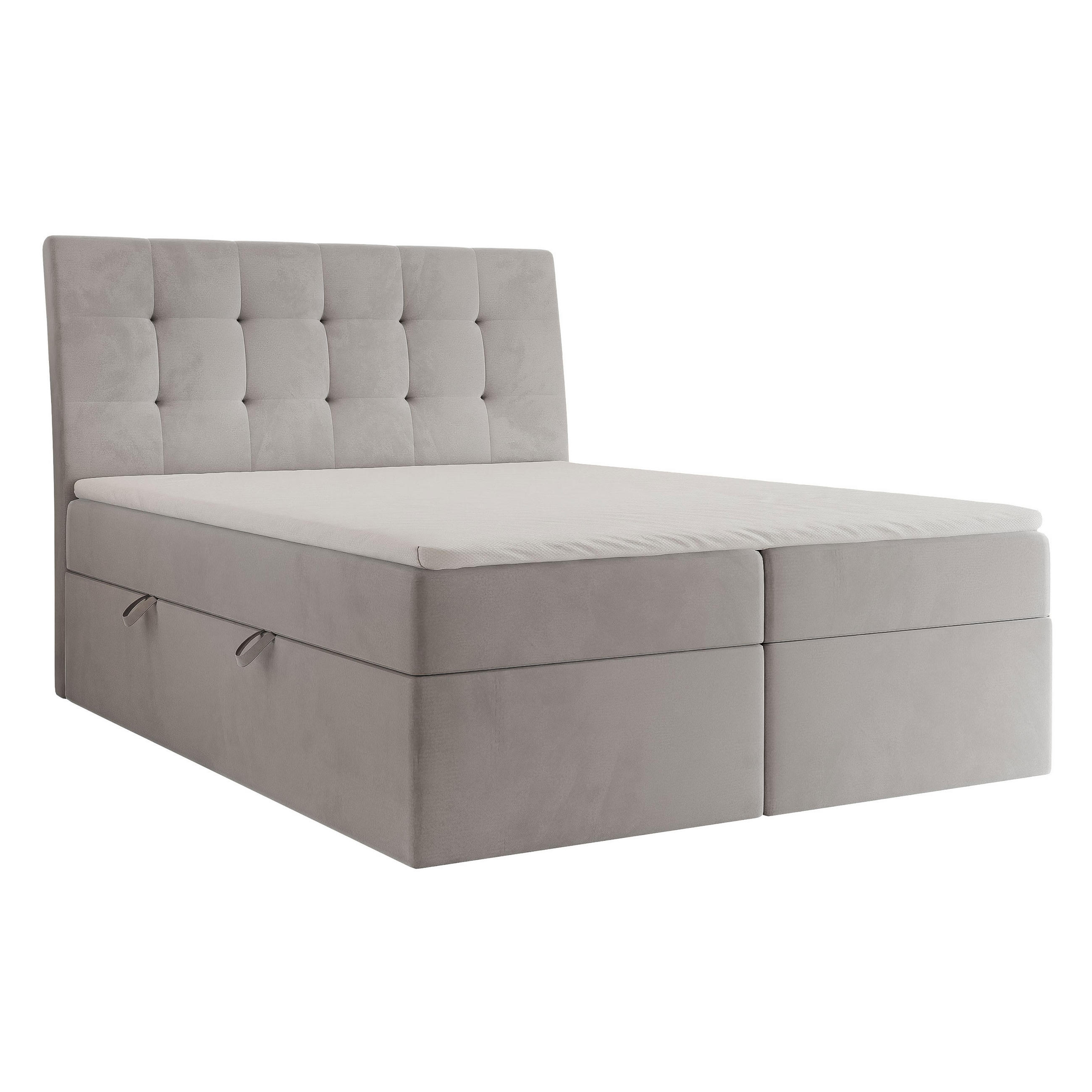 BOXBETT 120x200 cm mit Topper - Hellgrau, Textil (120/200cm) - Idohome