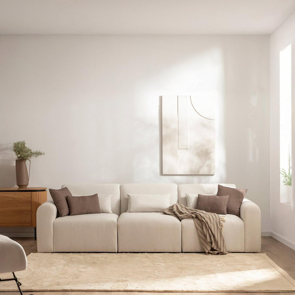 SOFA-DREISITZER Cillian Beige 280 cm x 87 cm - Beige, Textil (280/87/90cm) - Klast Home