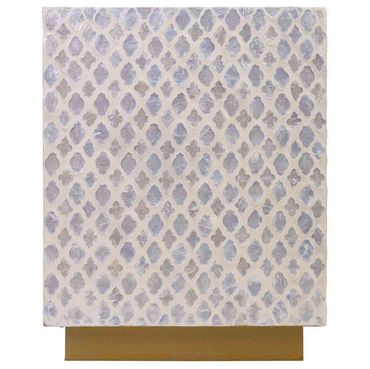 HOCKER aus Holz und Capiz, beige, 35x45cm - Weiß, Holz (35/45/35cm) - Wanderlust