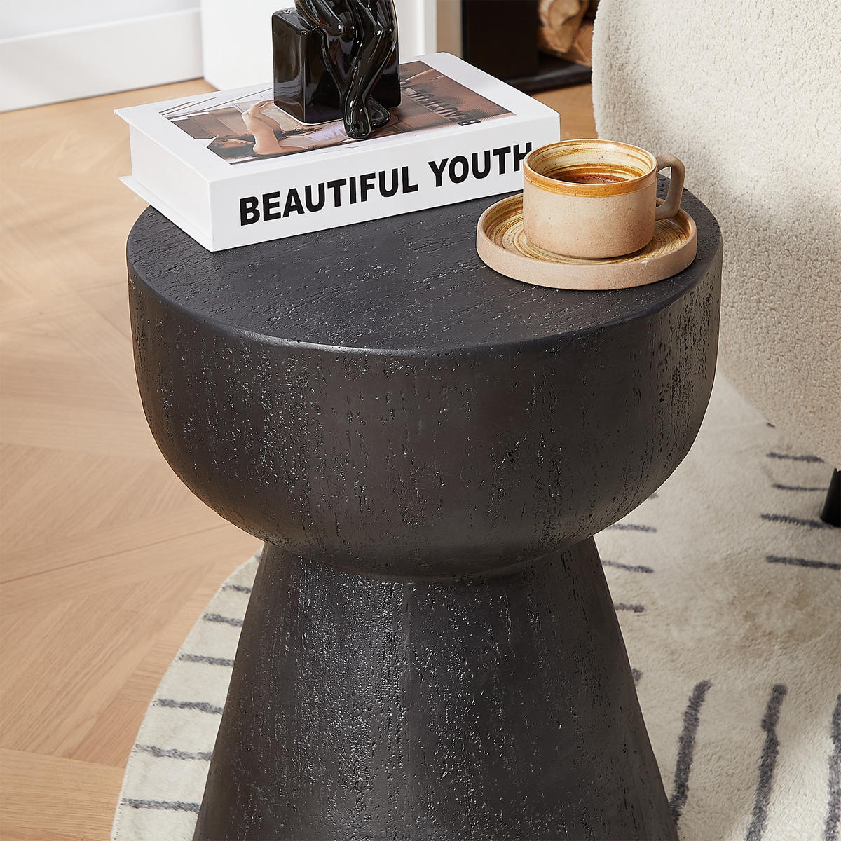 BEISTELLTISCH Rund Schwarz 45 x 45 x 52 cm - Schwarz, Metall (40/40/51cm) - Nordlys