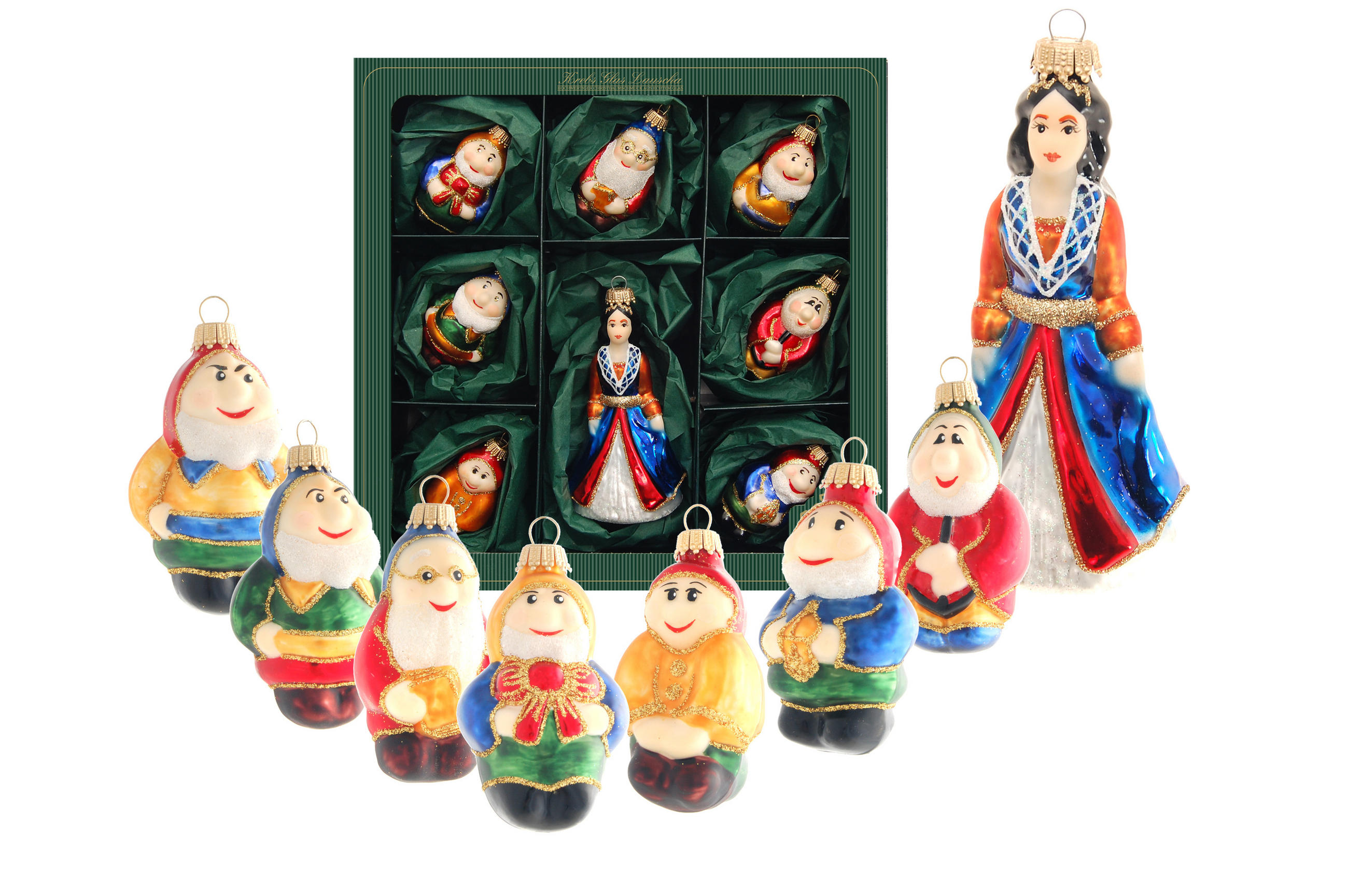 CHRISTBAUMSCHMUCK Märchenset Schneewittchen Mehrfarbig 11cm (Glas / 8 Stk.) - Multicolor, Glas (5/11/4cm) - Krebs Glas Lauscha