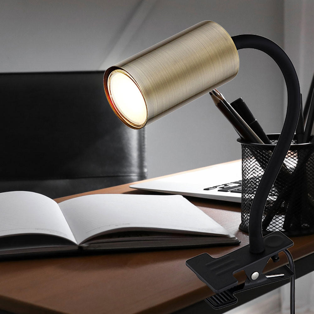 TISCHLEUCHTE Klemmleuchte Messing Schwarz - Messingfarben, Metall (29/10/41.5cm) - Globo Lighting