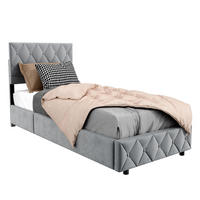 POLSTERBETT 90/200 cm mit Bettkasten in Grau Samt, ohne Matratze - Hellgrau, Holzwerkstoff/Textil (90/200cm) - WISHDOR