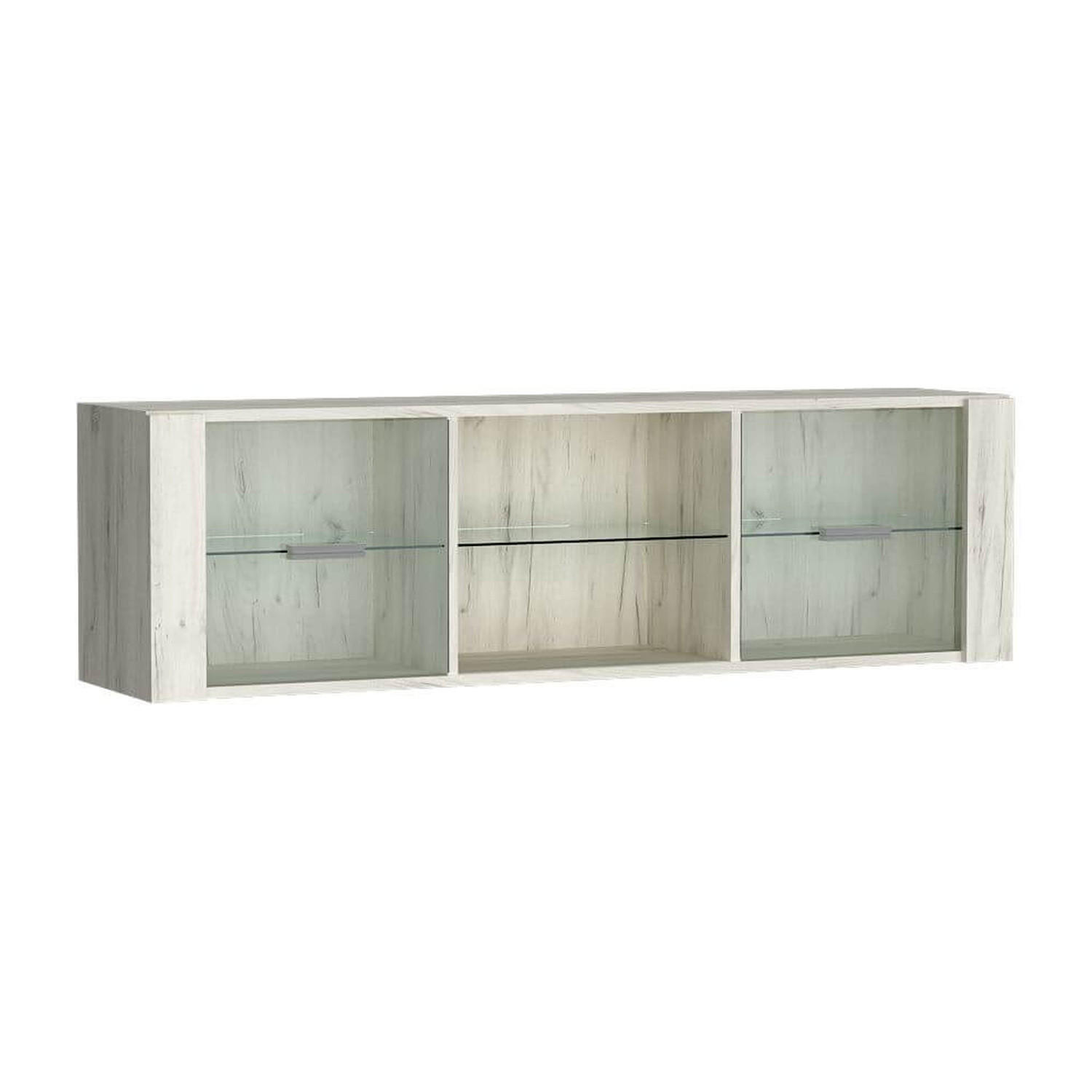 WANDREGAL Indianapolis I-21 mit Glastür 138 x 40 x 30 cm Kraft Weiß - Weiß, Holzwerkstoff/Metall (138/40/30cm) - Koseto