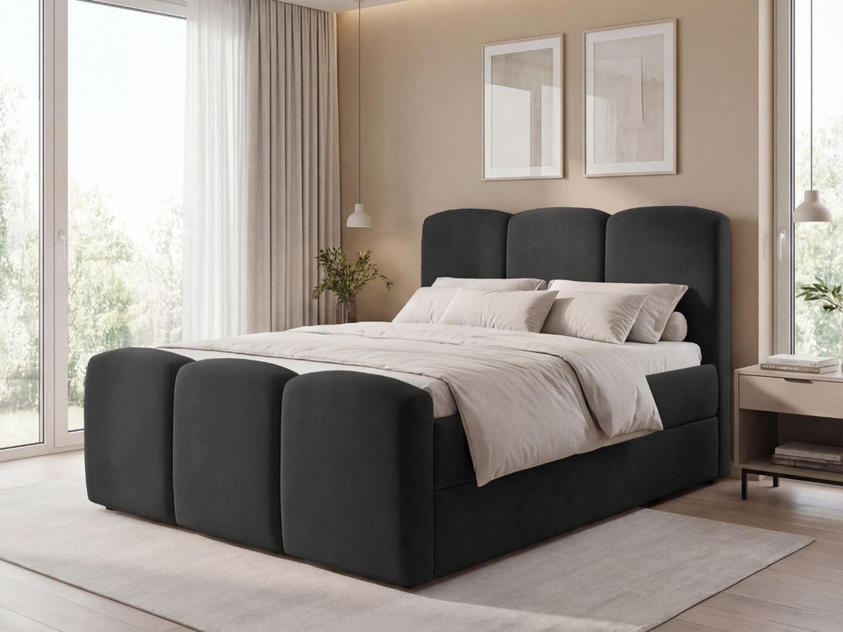 BOXBETT Campi 140x200 Schwarz - Schwarz, Holz/Textil (140/200cm) - Graingold