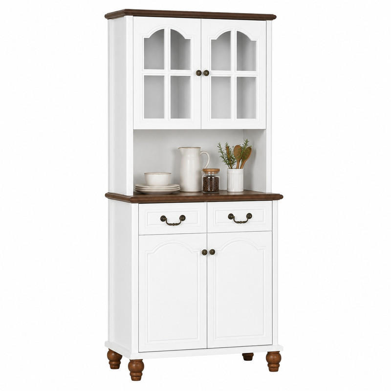Beauniv Vitrinenschrank Weiß 38x182x76 cm