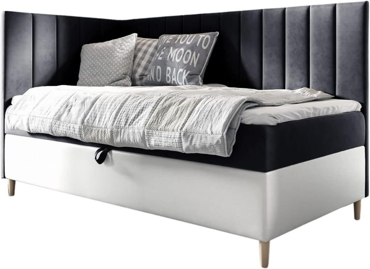 KINDERBETT MAYA 3 - Schwarz/Weiß, Holzwerkstoff (86/208cm) - Meblini