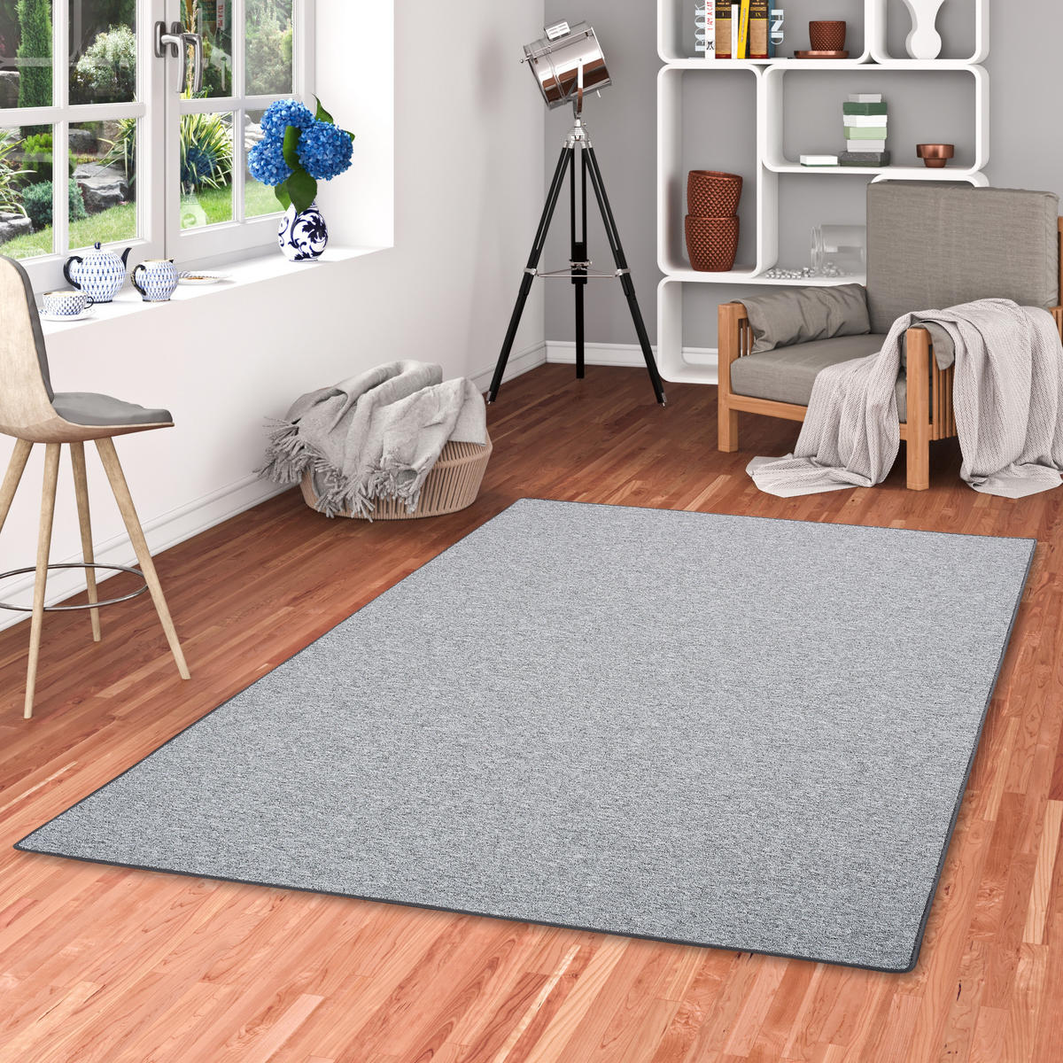 FEINSCHLINGEN VELOUR TEPPICH STRONG - Silberfarben, Textil (133/133cm) - Snapstyle