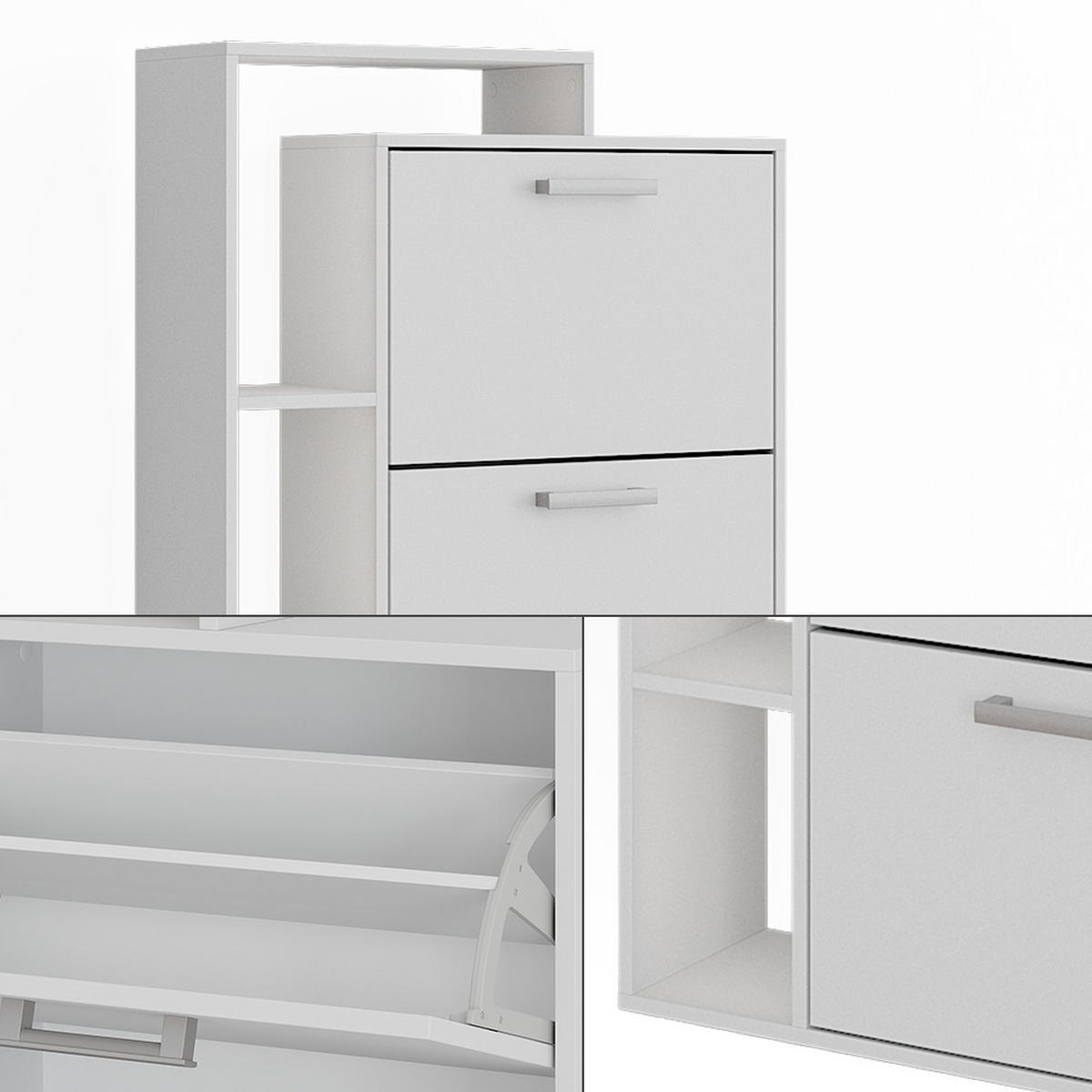 SCHUHKIPPER Orlando Weiß 80 x 166.1 cm mit 4 Fächern - Weiß, Holzwerkstoff (80/166.1/24.2cm) - Vicco
