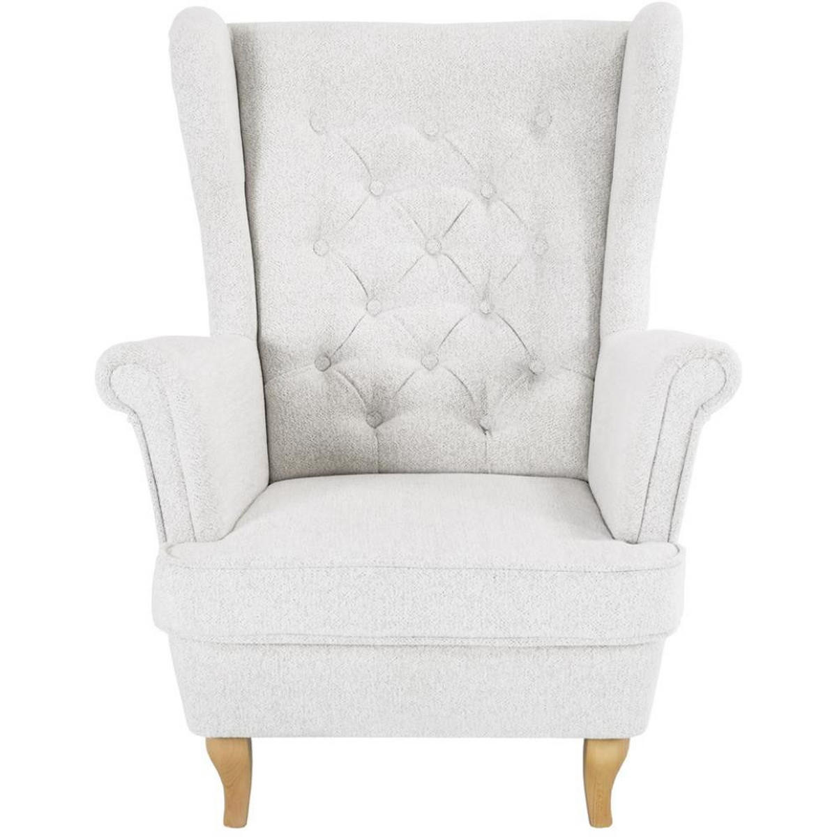 CHESTERFIELD-SESSEL Falco hellbeige mit Buche Holzbeinen - Beige, Holz/Textil (82/102/92cm) - Beautysofa