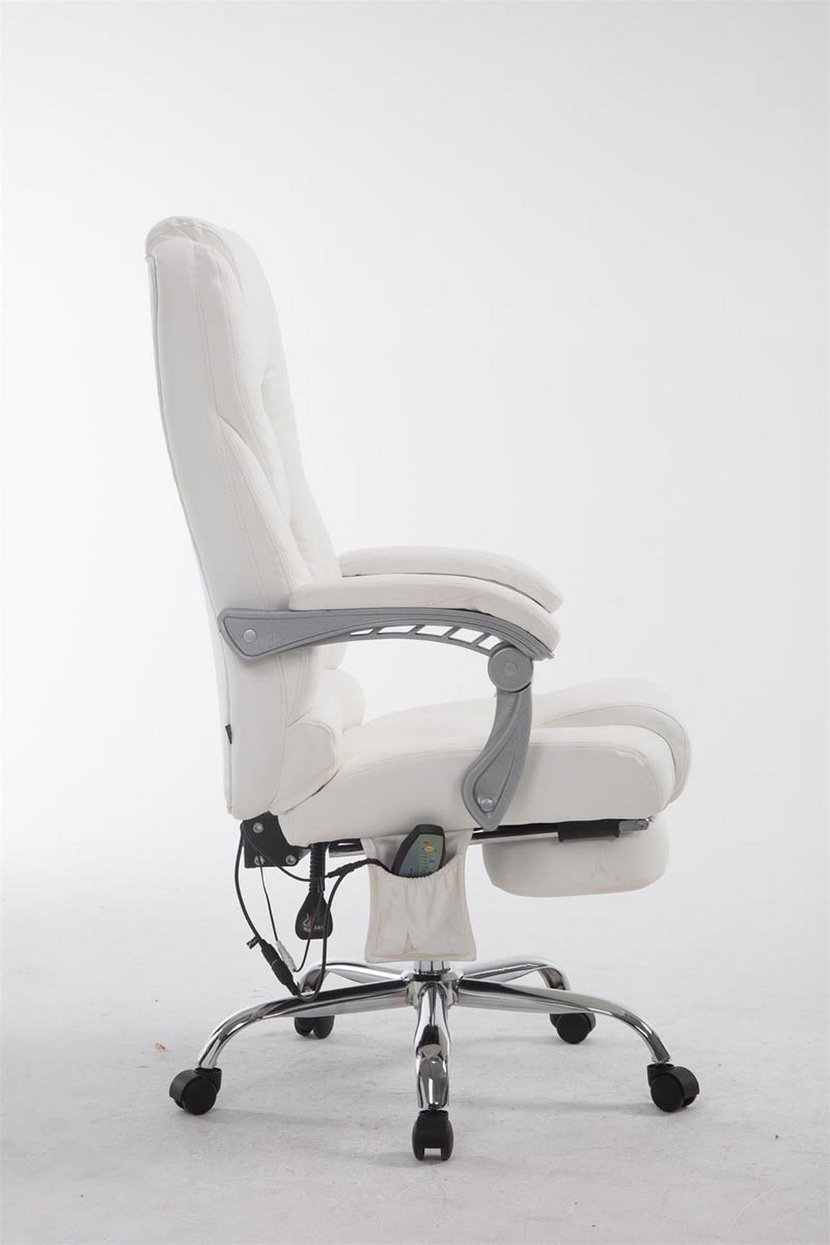 BÜROSTUHL Pacira-N, Kunstleder mit Massagefunktion Weiß - Weiß, Textil/Metall (68/127/64cm) - TPFLiving