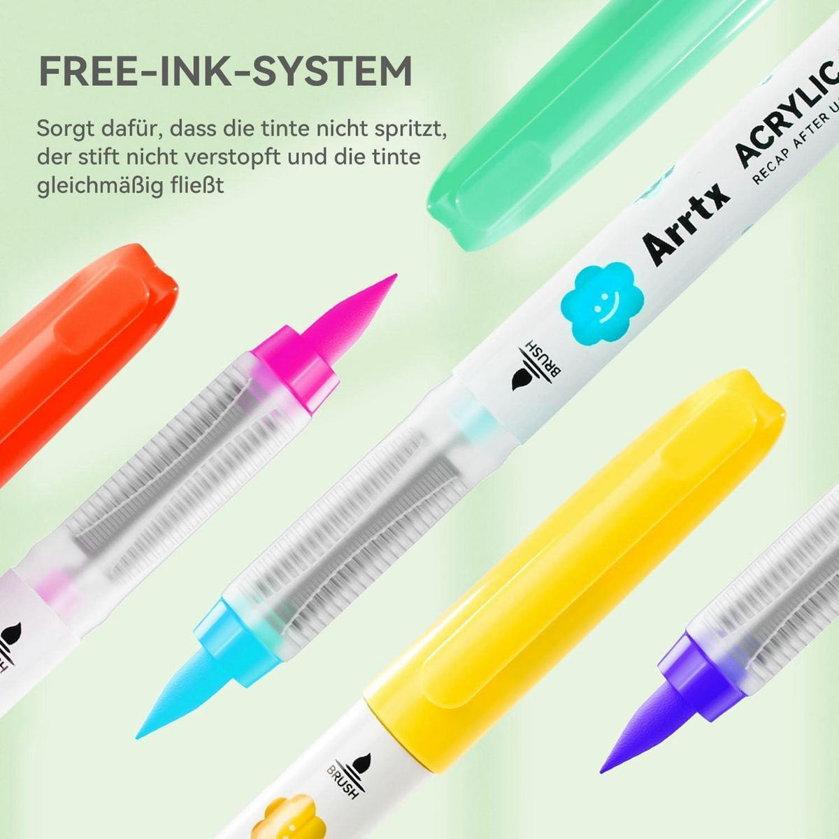 ACRYLMALSTIFTE Set 36 Farben Pinselspitze wasserfest - Multicolor, Kunststoff (9.7/22.8/15cm)