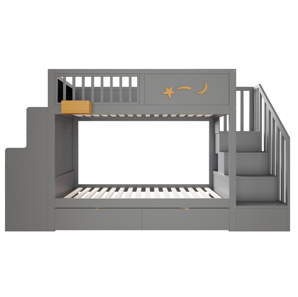 ETAGENBETT 90/200 cm grau aus Holz mit Schreibtisch - Grau, Holzwerkstoff (90/200cm) - OKWISH