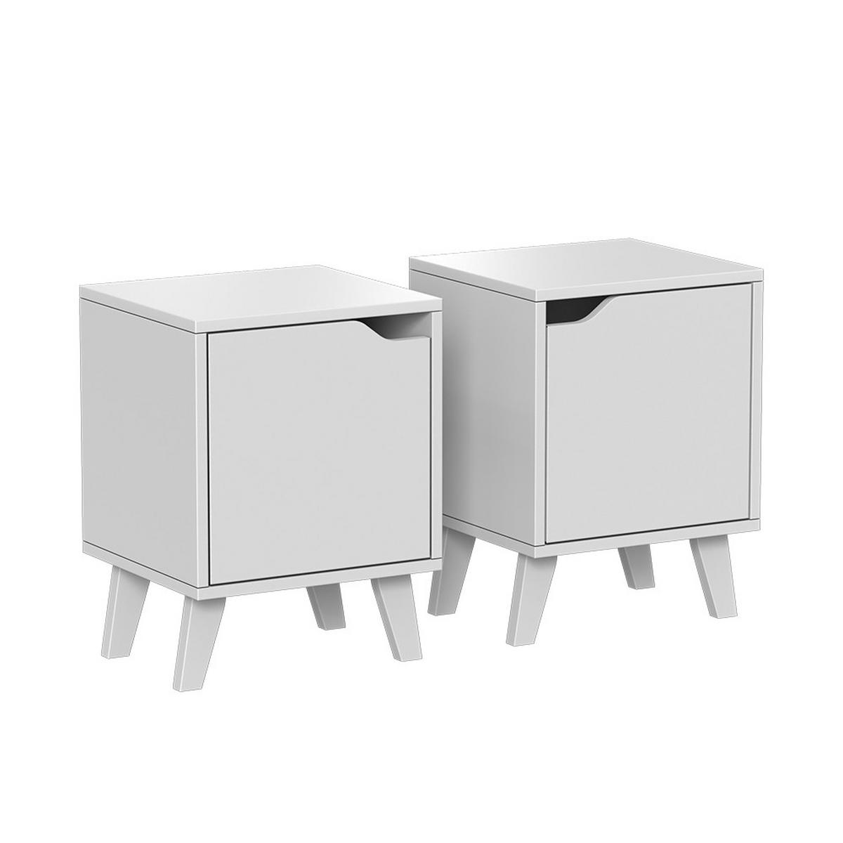 NACHTTISCH Malu Weiß 2er Set - Weiß, Holzwerkstoff (34.5/47/32cm) - Vicco