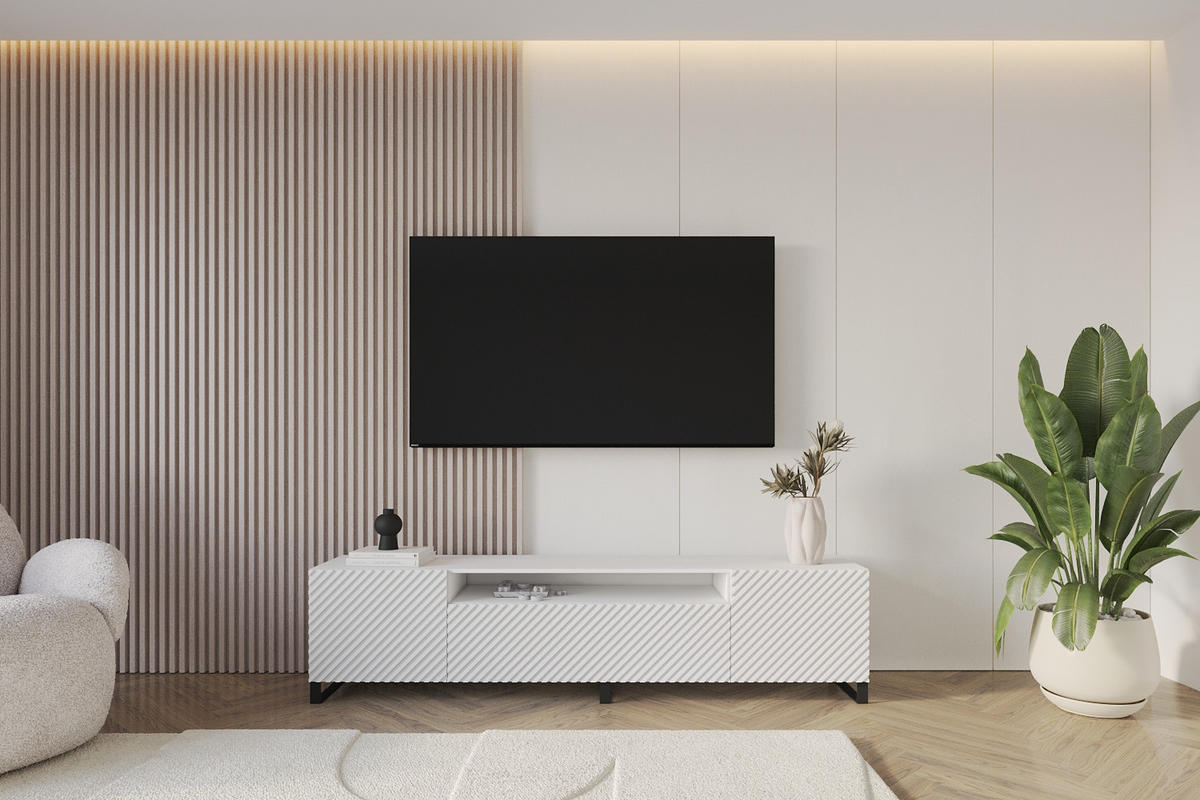 LOWBOARD ZENO-S 200x53x41 cm - Weiß - Schwarz/Weiß, Holzwerkstoff (200/53/41cm) - ALTDECOR