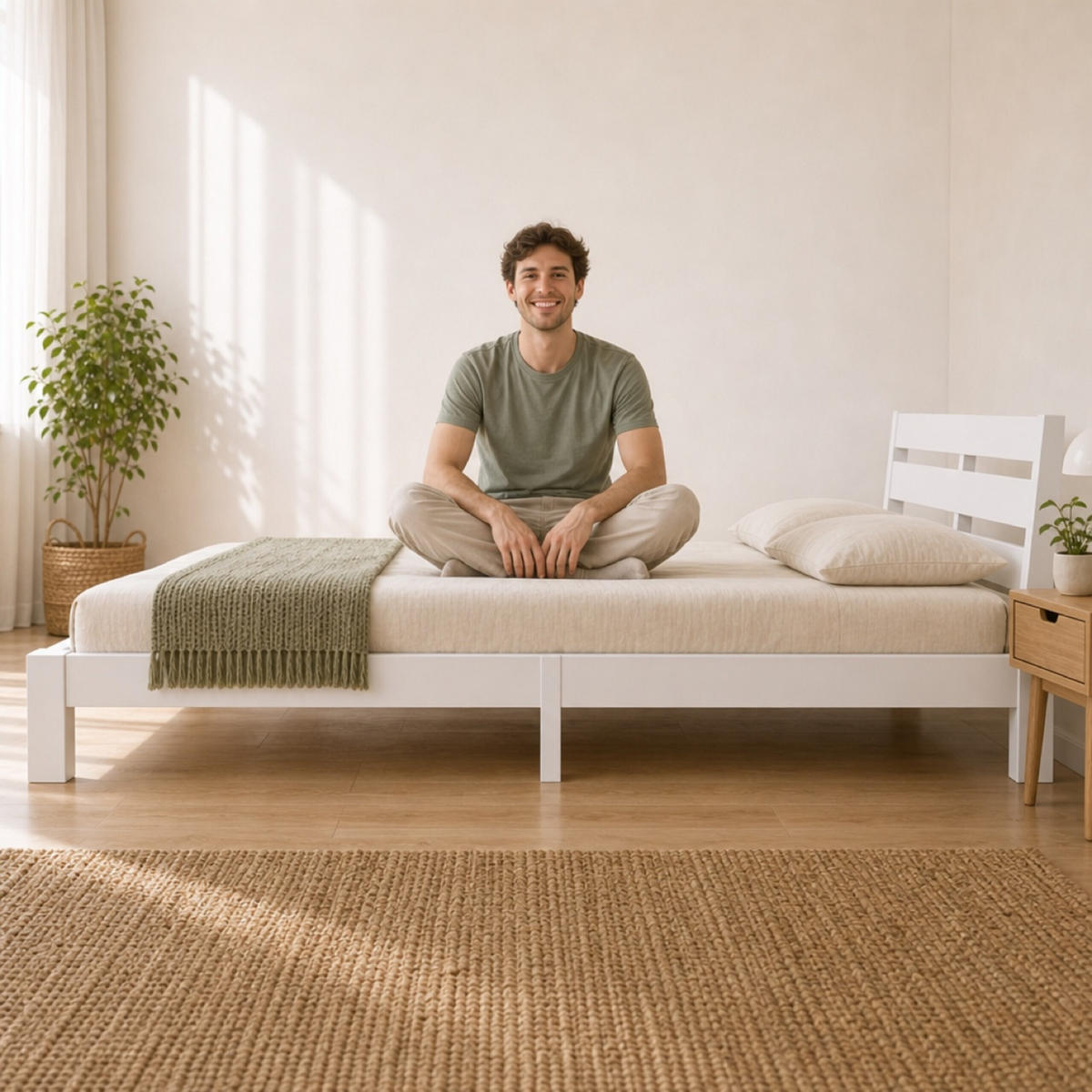 BETT Weiß Massivholz mit Lattenrost 120x200 cm - Weiß, Holz - Relaxdays