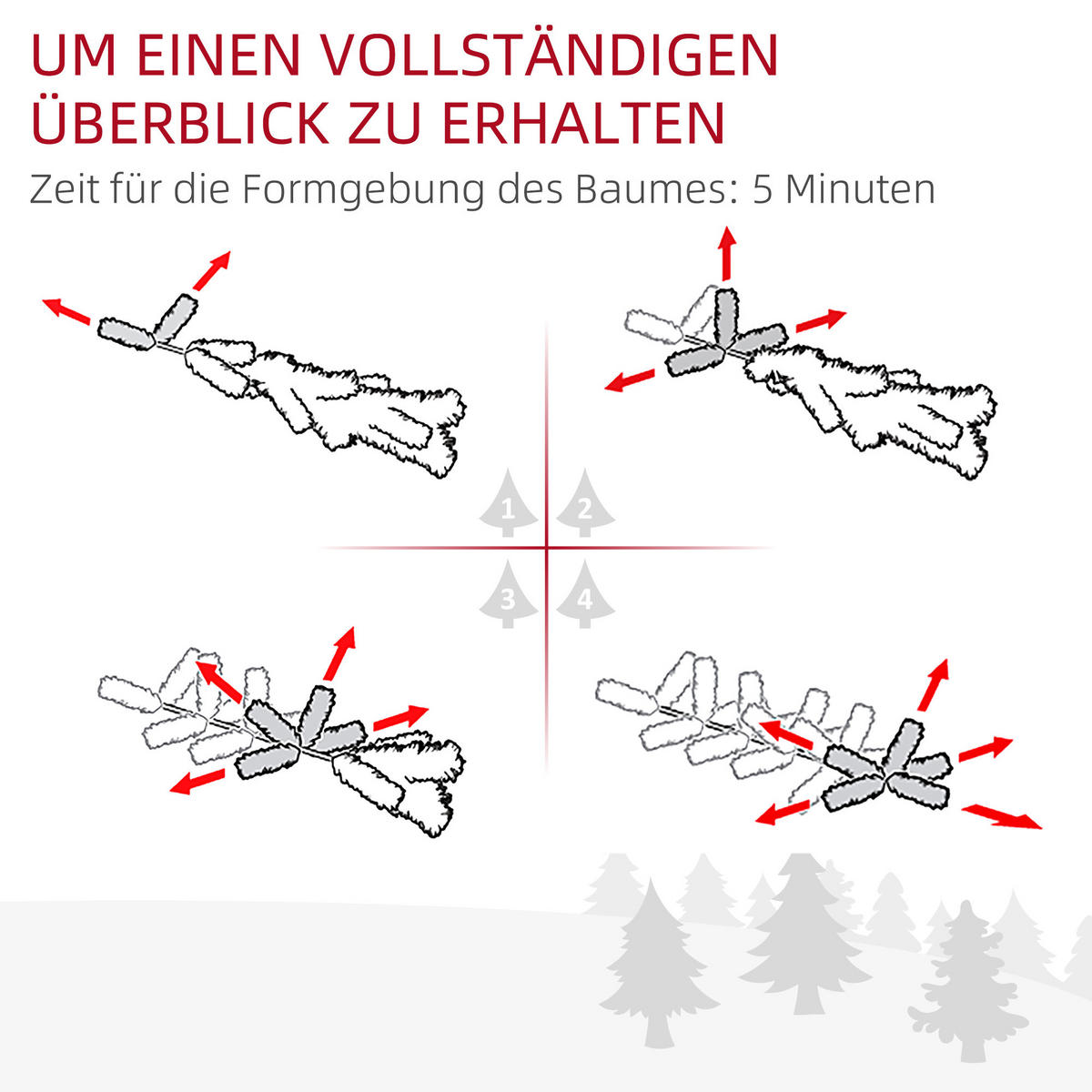 KÜNSTLICHER Weihnachtsbaum 0,6 m Christbaum 86 Astspitzen mit 50 warmweißen LED - Grün, Kunststoff/Metall (60cm) - HOMCOM