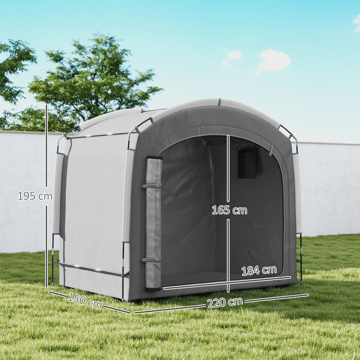 FAHRRADGARAGE Fiberglas Oxford-Gewebe Dunkelgrau - Dunkelgrau, Textil (150/195/220cm) - Outsunny