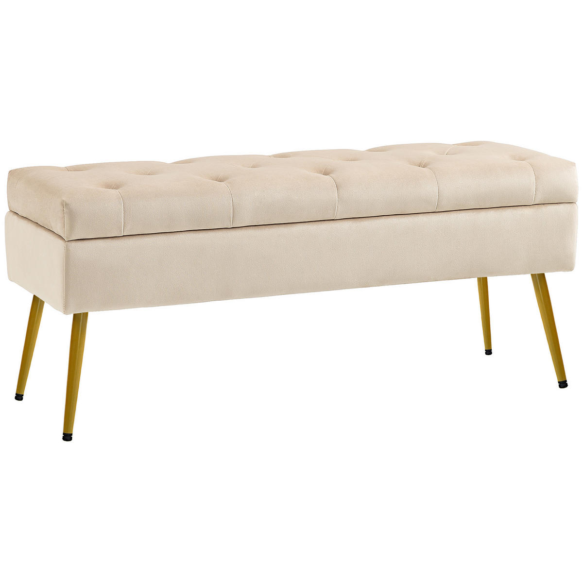 SITZBANK Polsterbank mit Stauraum Bettbank mit Samtoptik für Flur Metall Beige - Beige, Kunststoff (35/43/102cm) - HOMCOM