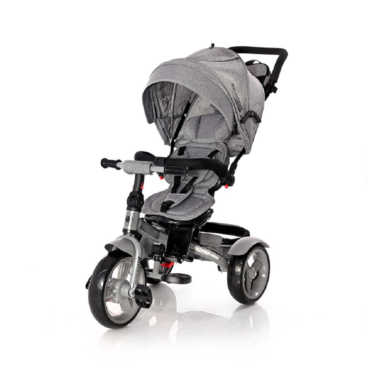 DREIRAD Neo 4 in 1 dunkelgrau EVA-Reifen, Schiebestange, Sitz drehbar, verstellbar - Grau, Metall (120/55/104cm) - Lorelli