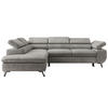 ECKSOFA PABLO L Hellgrau Velvet - Links Seite - Hellgrau/Schwarz, Textil/Metall (208/273cm) - MKS