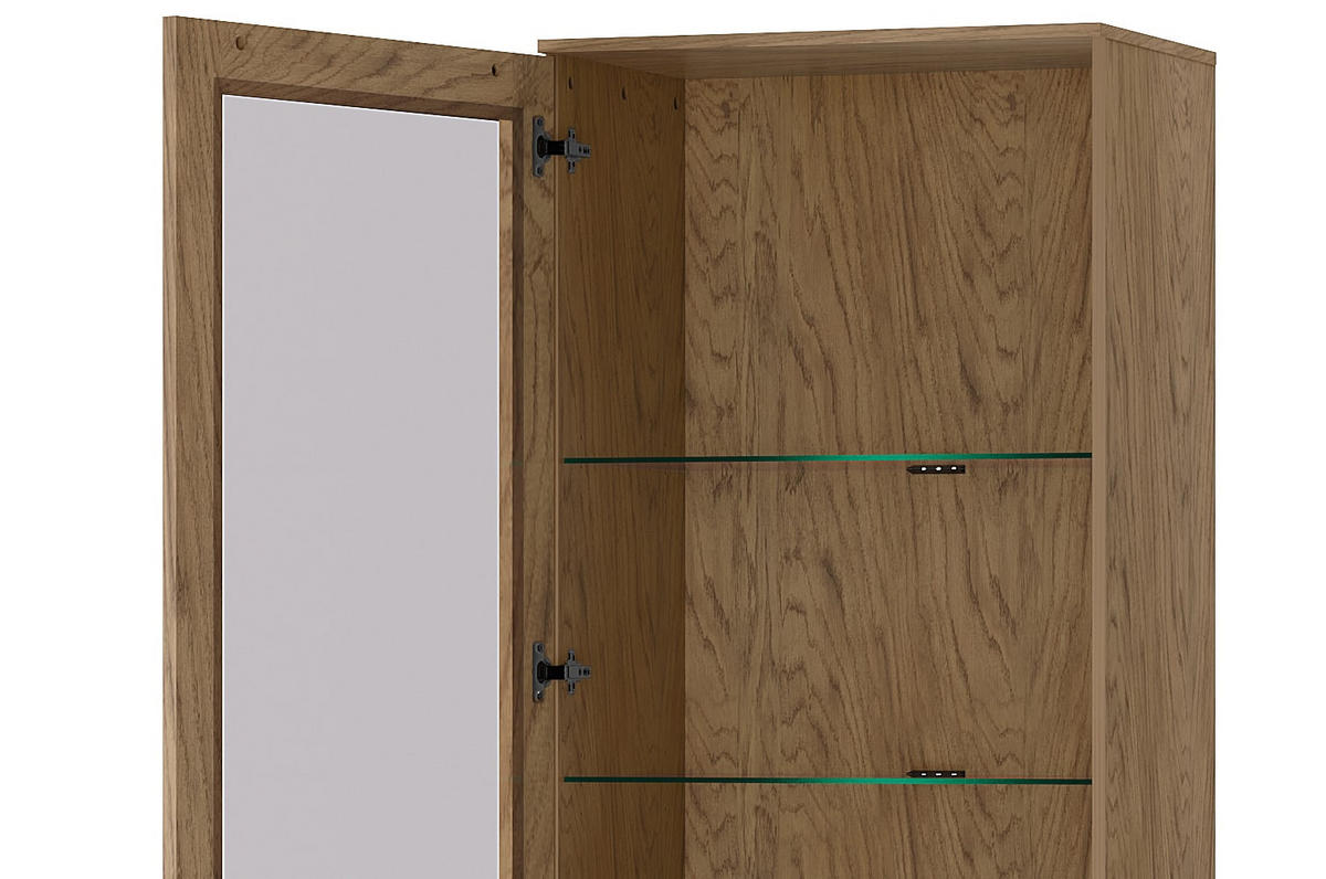 STANDVITRINE Cozy 10 Eiche Rustikal 65 / 42 / 198cm - Eichefarben/Braun, Holz/Metall (65/198/42cm) - Feldmann-Wohnen