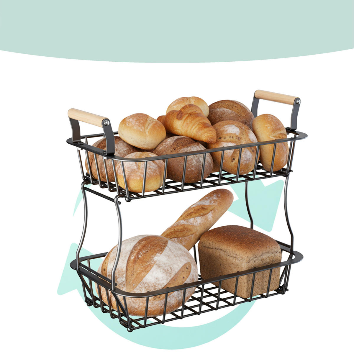 OBSTKORB - Schwarz, Holz/Metall (34cm) - Relaxdays