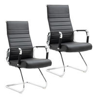 BESUCHERSTUHL OFFICE COMFORT 2er Set Kunstleder Schwarz - Silberfarben/Schwarz, Textil/Metall (56.5/110/64cm) - SVITA