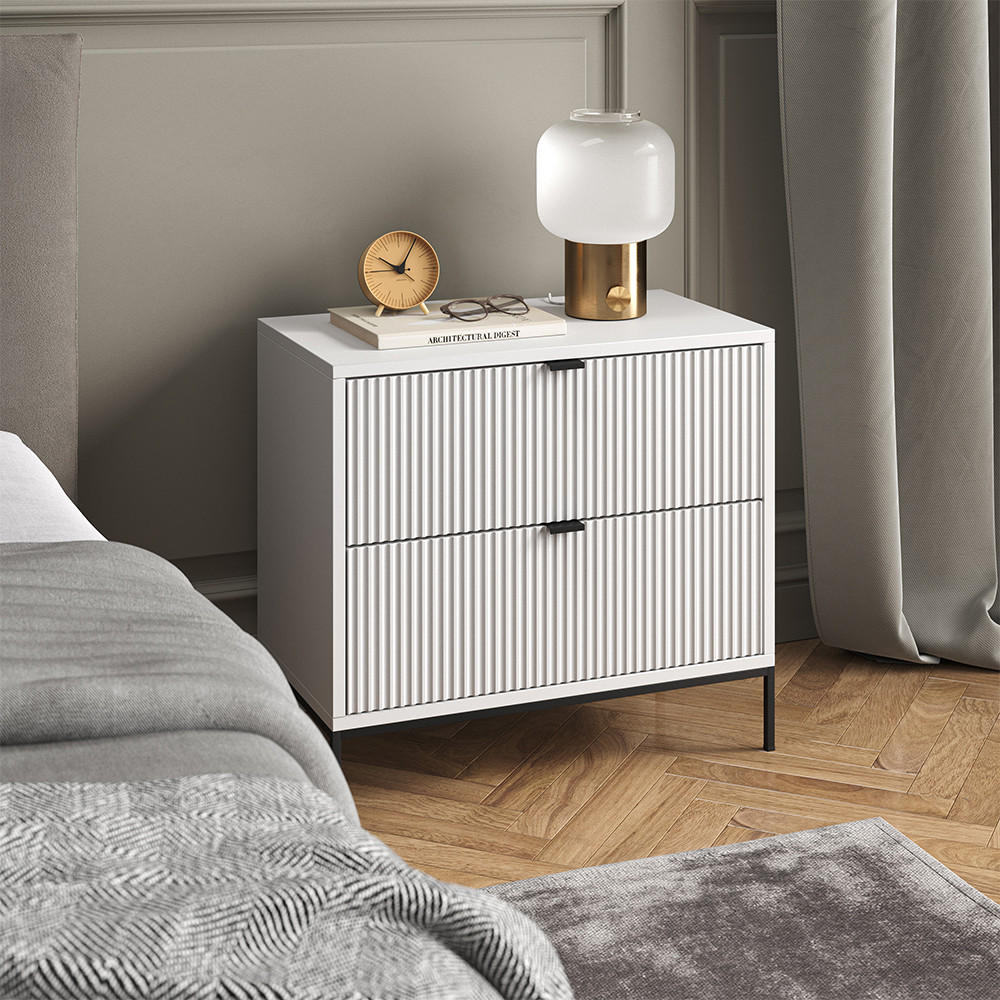 NACHTTISCH Eliza Weiß 66 x 60 cm mit 2 Schubladen - Weiß, Holzwerkstoff (66/60/36cm) - Vicco