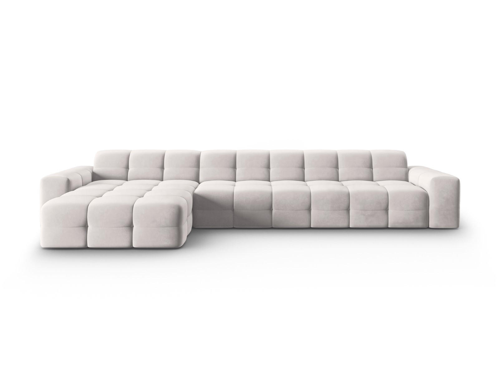 ECKSOFA links Kendal aus Samt hellgrau 5 Sitzplätze - Hellgrau, Textil (173/357cm) - Micadoni
