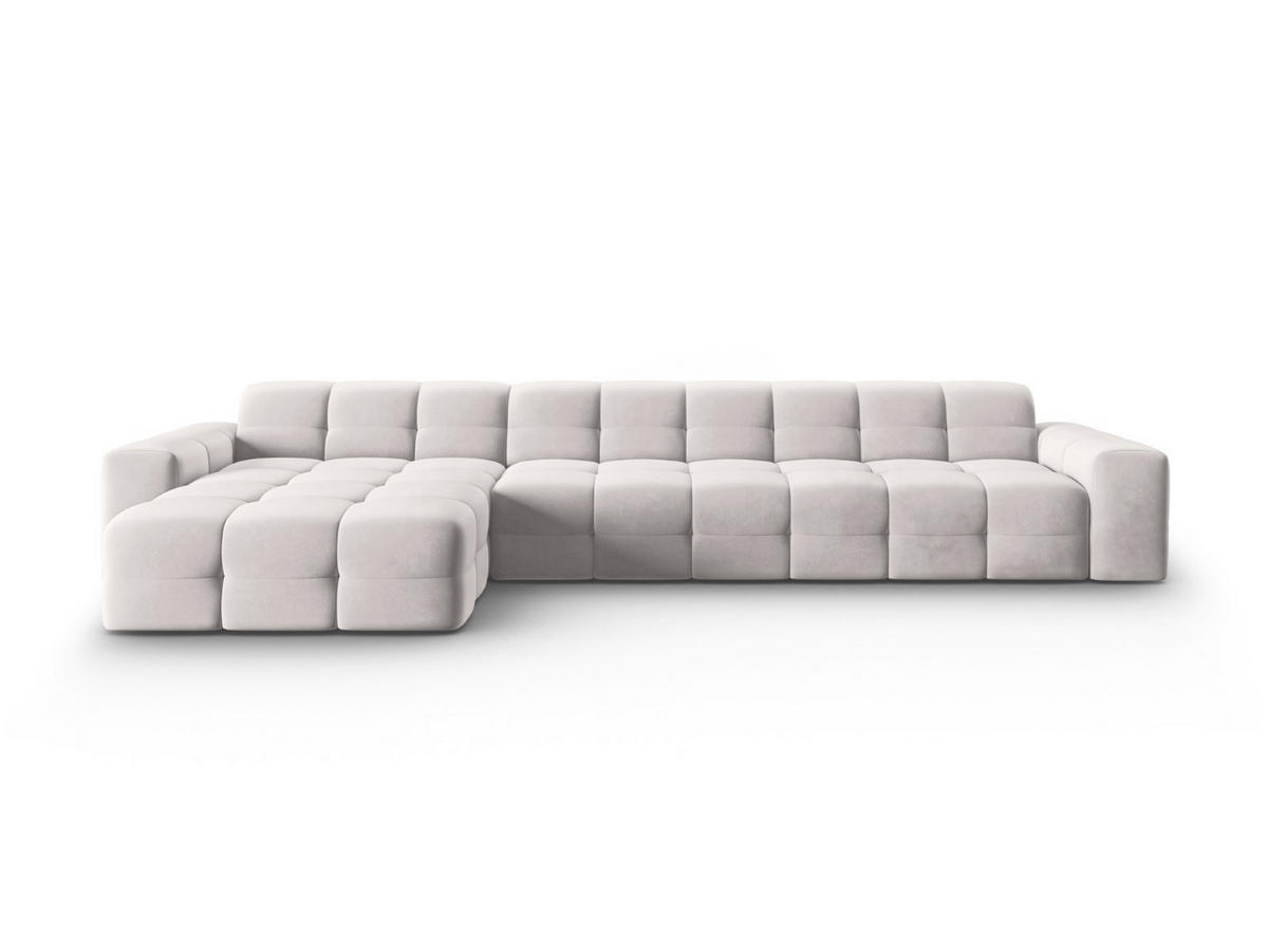 ECKSOFA links Kendal aus Samt hellgrau 5 Sitzplätze - Hellgrau, Textil (173/357cm) - Micadoni