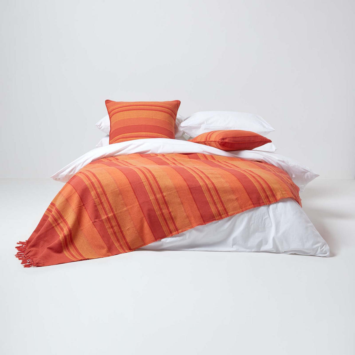 KISSENHÜLLE Morocco Stripe 60/60 cm, 100% Baumwolle - Terra cotta, Textil (60/60cm) - Homescapes