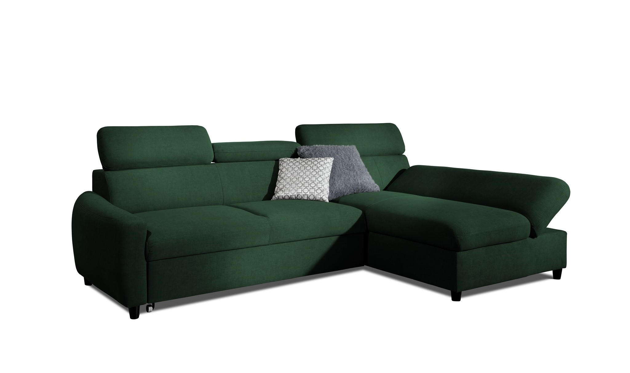 ECKSOFA Schlafsofa Anton Xs In Esito - Dunkelgrün, Holzwerkstoff/Textil (260/170cm) - Fun Möbel