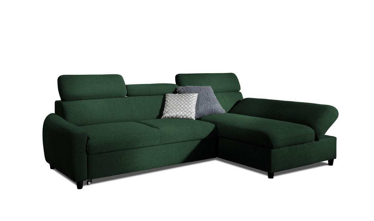 ECKSOFA Schlafsofa Anton Xs In Esito - Dunkelgrün, Holzwerkstoff/Textil (260/170cm) - Fun Möbel