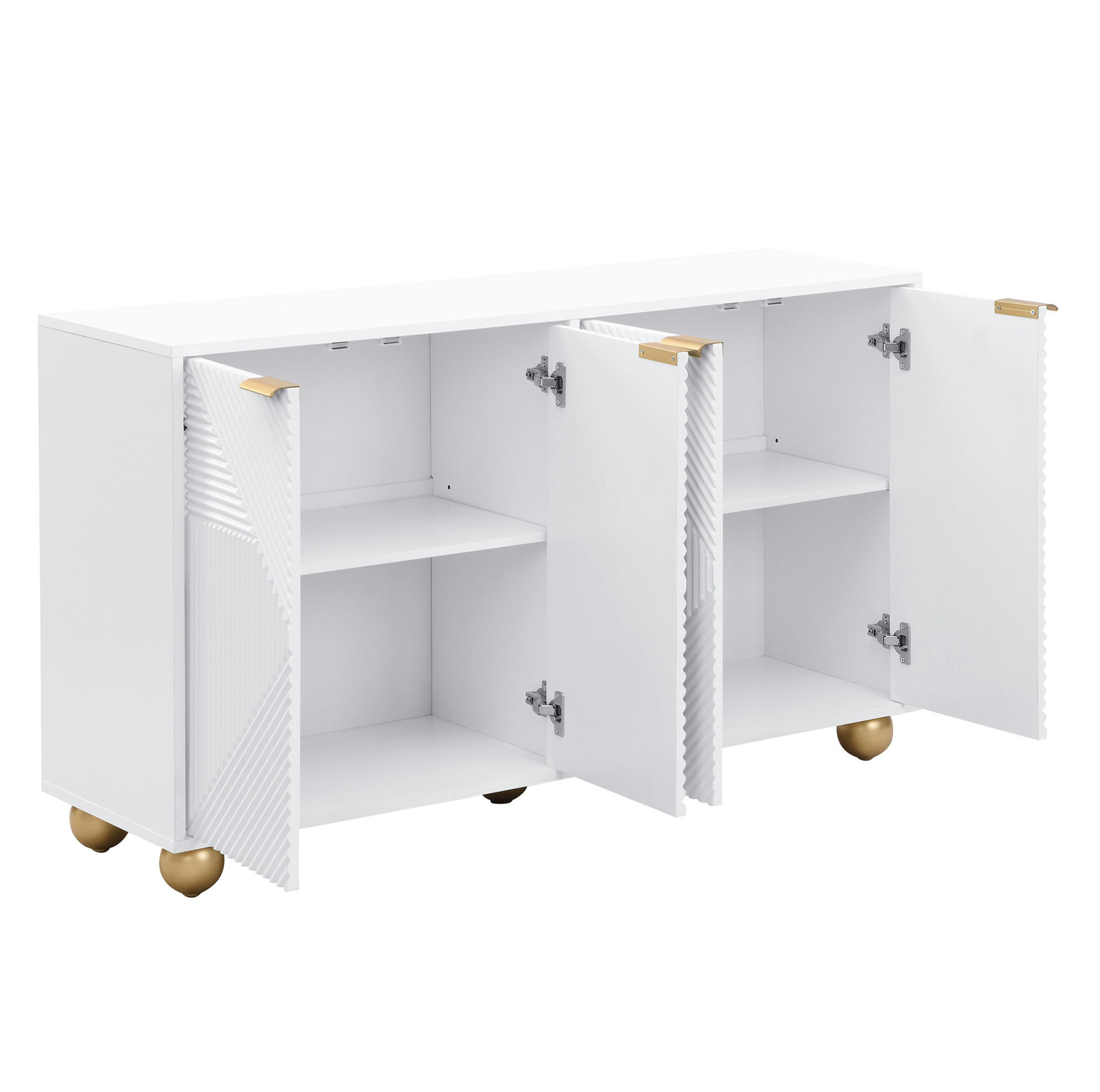 SIDEBOARD 120/35/71,5 cm in Weiß mit 4 Türen und verstellbaren Einlegeböden - Weiß, Holzwerkstoff (120/71.5/35cm) - Flora Grace